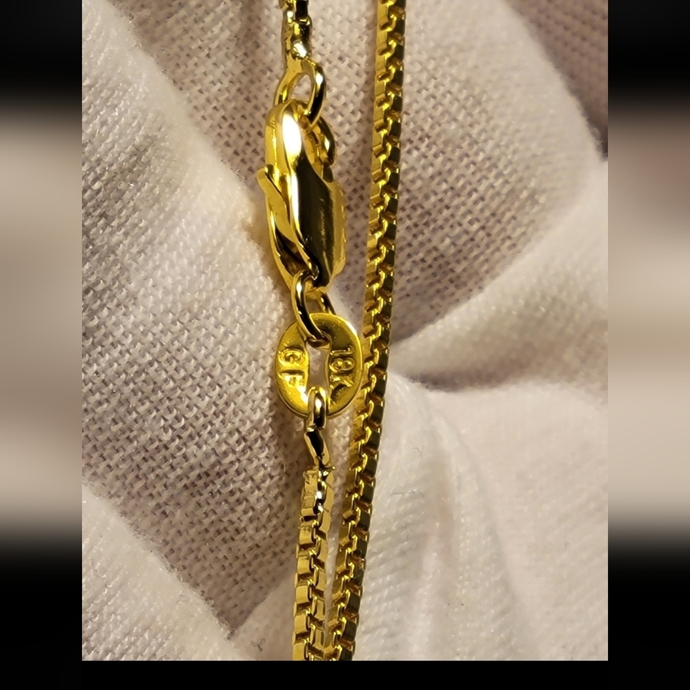 22" 18k Gold Filled Box Chain Necklace - New - 1.6mm Thick - 22"
